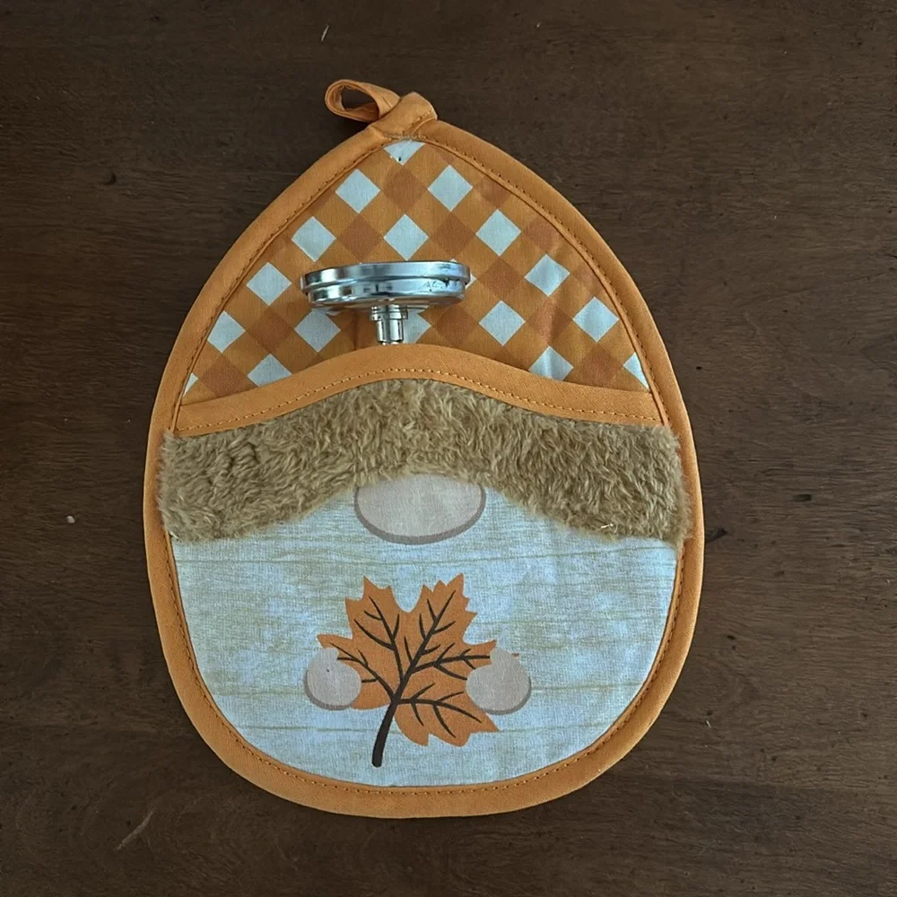 🌵 3/$15 Fall Rust Orange Gnome Pot Mitt very soft faux Fur (see description)